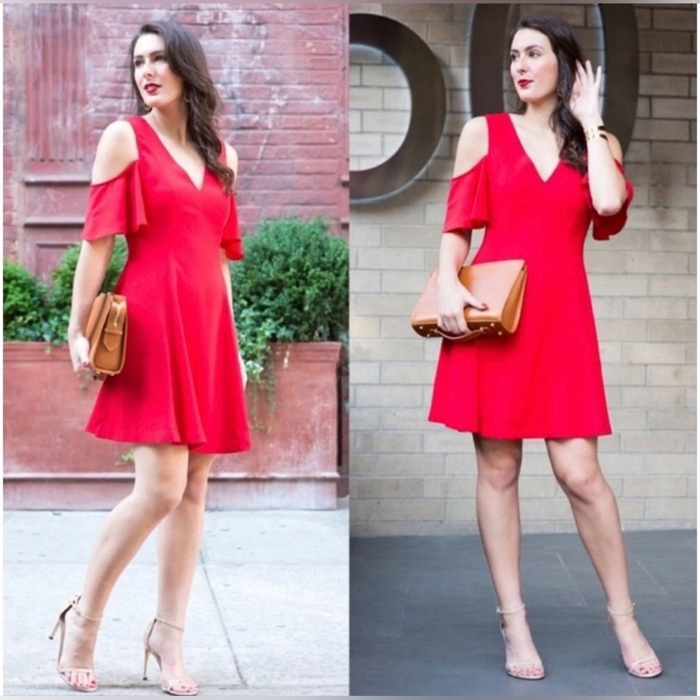 NWOT CLUB MONACO Pernille Cold-Shoulder Dress in Red